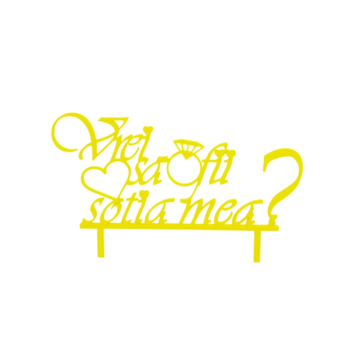 Tortadísz, "Akarsz a feleségem lenni?", különleges esemény, 14 x 20,5 cm Sárga