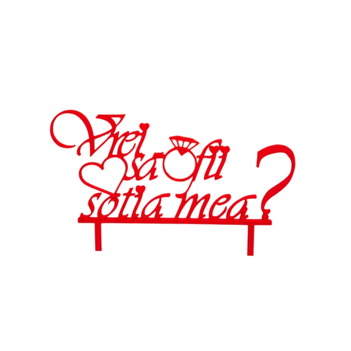 Tortadísz, "Akarsz a feleségem lenni?", különleges esemény, 14 x 20,5 cm Piros