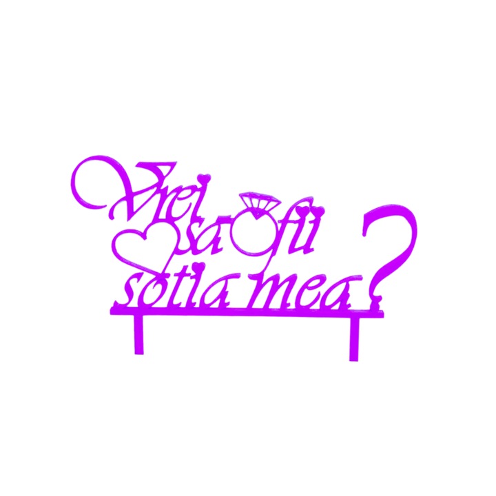 Tortadísz, "Lesz a feleségem?", különleges esemény, 14 x 20,5 cm Világos lila