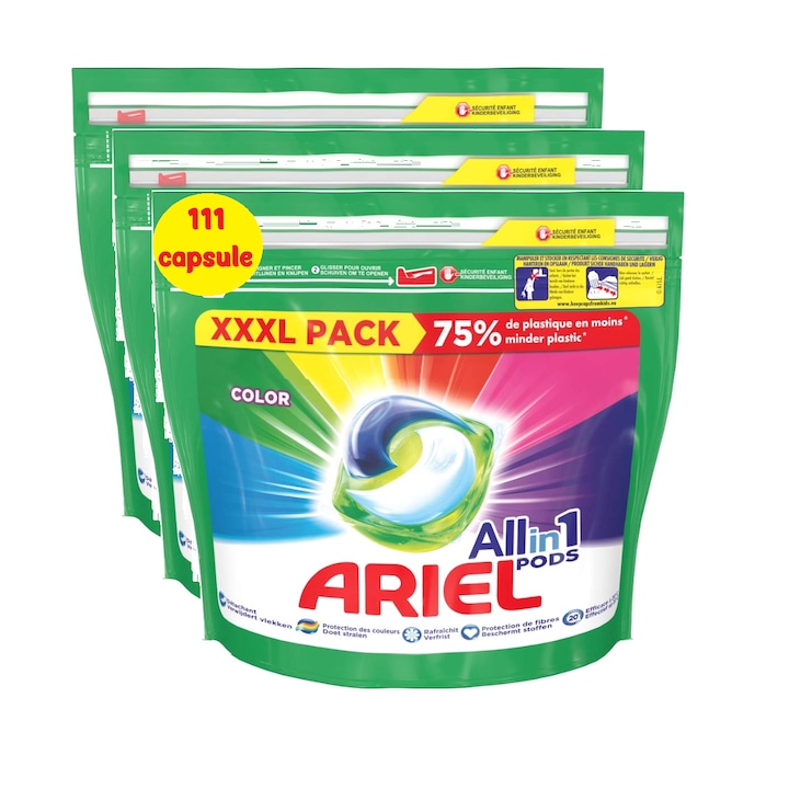 Ariel Color mosókapszula, 3x37 kapszula, 111 mosás