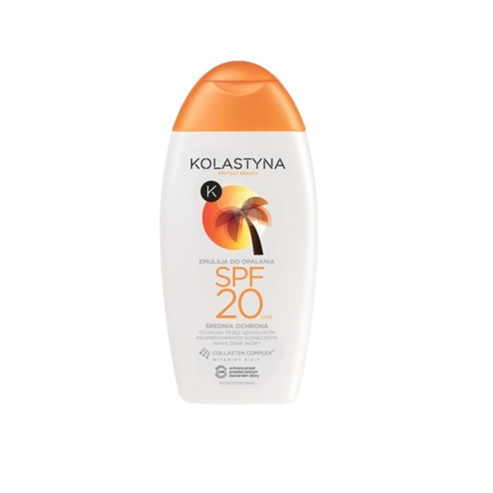 Лосион за тяло със слънцезащита Kolastyna Protect Beauty, SPF20, Collasten Complex, с витамин E, F, H, 200 мл