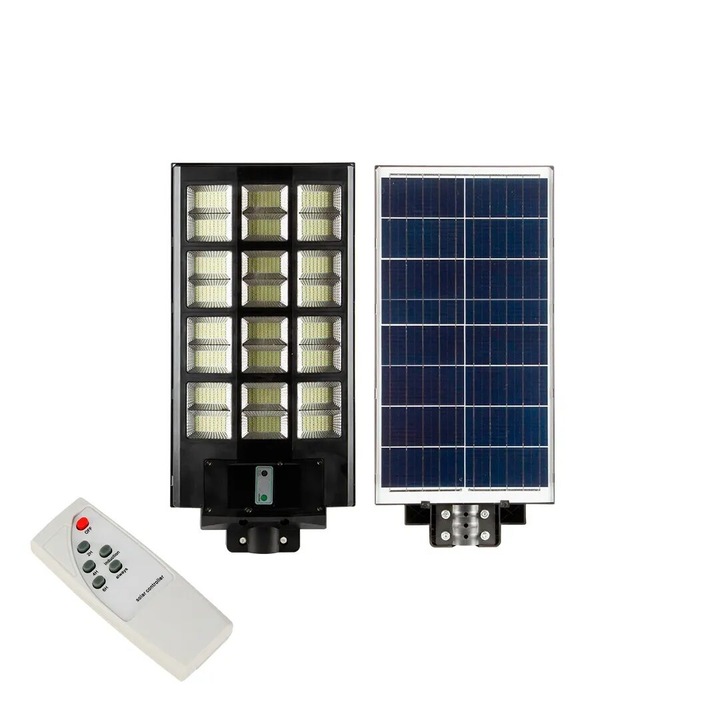 Lampa solara de iluminat stradal, GrandXL 1200W, 3066lm, lumina rece 6400K, Senzor Miscare, Telecomanda
