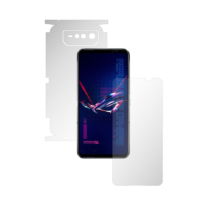 Пълно тяло iSkinz Matte Foil за Asus ROG Phone 6 Pro - Invisible Skinz Matte, 360 Cut, Anti-Fingerprint, Anti-Reflective Matte Silicone for Screen, Back and Side Cover, Adhesive Skin, Transparent
