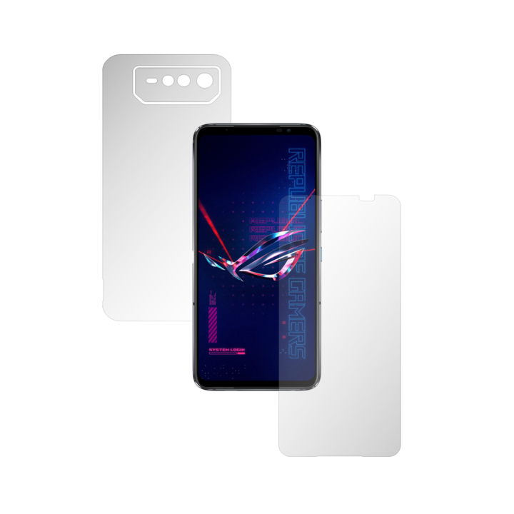 Цяло тяло iSkinz Matte Foil за Asus ROG Phone 6 Pro - Invisible Skinz Matte, Simple Cut, Anti-Fingerprint, Anti-Reflective Matte Silicone for Screen and Back Cover, Transparent Adhesive Skin