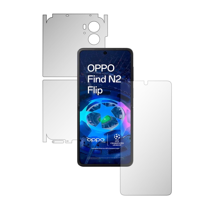 Матово фолио iSkinz за цяло тяло за Oppo Find N2 Flip - Invisible Skinz Matte, 360 Cut, Anti-Fingerprint, Anti-Reflective Matte Silicone for Screen, Back and Side Cover, Adhesive Skin, Transparent