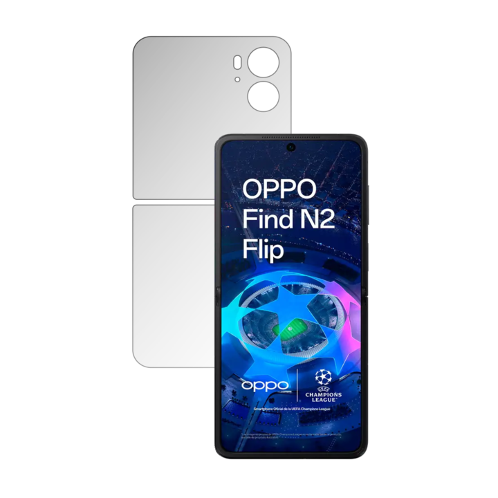 Set 2X Folii de Protectie Full-Body Folie24, pentru Oppo Find N2 Flip, Acoperire Simple, Ecran + Spate, 1 Set Ultra-Clear + 1 Set Mate, Adezive, Flexibile cu Auto Regenerare