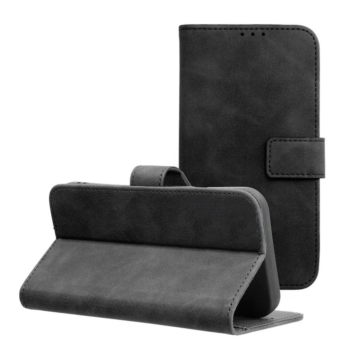 Husa Flip din Piele pentru Samsung Galaxy S24 Plus, Inchidere Magnetica, Tip Carte, Design unic, Suport Card, Piele Ecologica, Protectie Completa, Negru Titan