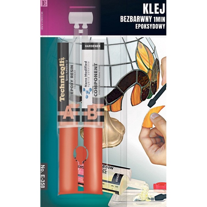 Adeziv epoxidic, Technicqll, Rezistent la apa si temperatura, Uscare rapida, Transparent, 2 x 12 ml