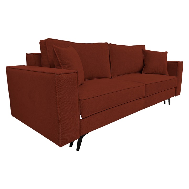Canapea extensibila Tiffany cu picioare si lada de depozitare, caramiziu, C55, 230x90x82 cm
