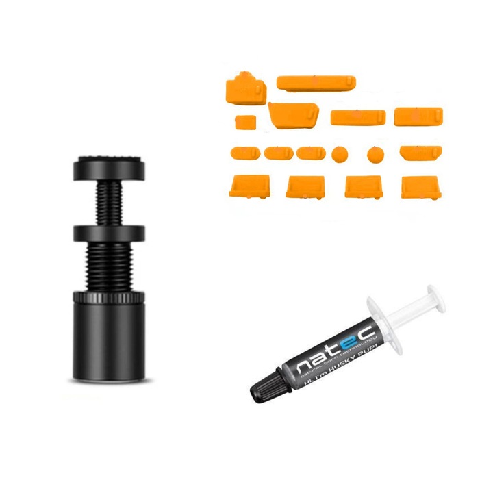 Tartó a videokártya-GPU tartójához, 74-120 mm + porálló-narancssárga dugók + hővezető paszta, NATEC THERMAL PASTE HUSKY