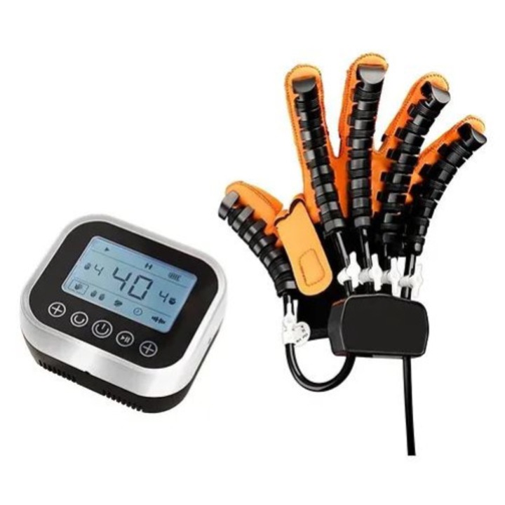 Manusa robotica pentru reabilitare a mainii, Roboglove 3.0, Mana stanga, marime L, Negru/Portocaliu