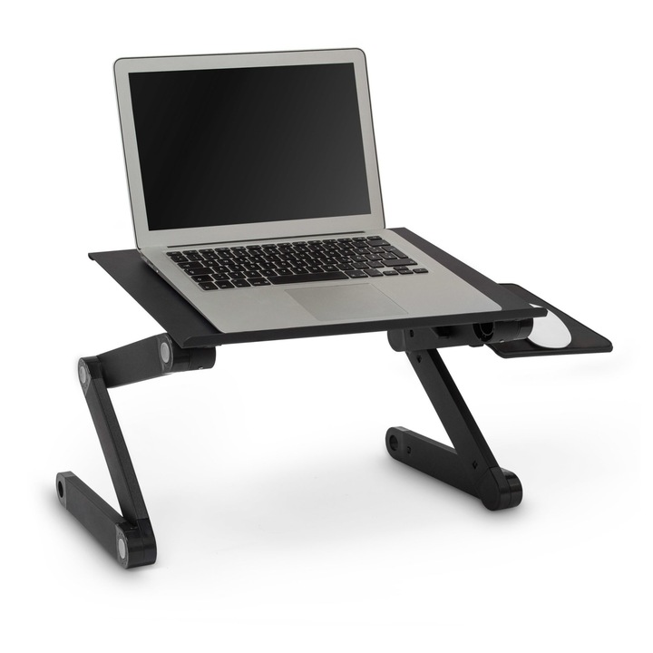 Стойка за лаптоп, с USB вентилатор, регулируема по височина, подложка за мишка, 47 x 58 x 27 cm