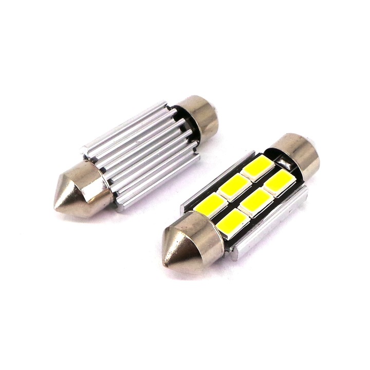 Set 6 becuri auto motoLEDy LED C5W, SV8.5 12V CANBUS 36mm 240lm