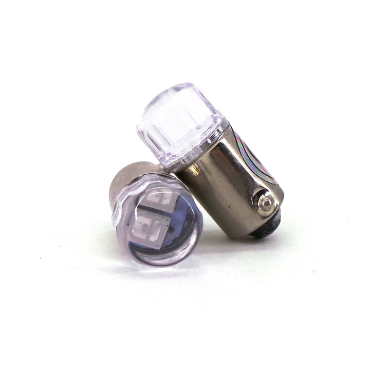 Set 6 becuri auto motoLEDy LED T4W, BA9S 12V CANBUS 140lm Albastru