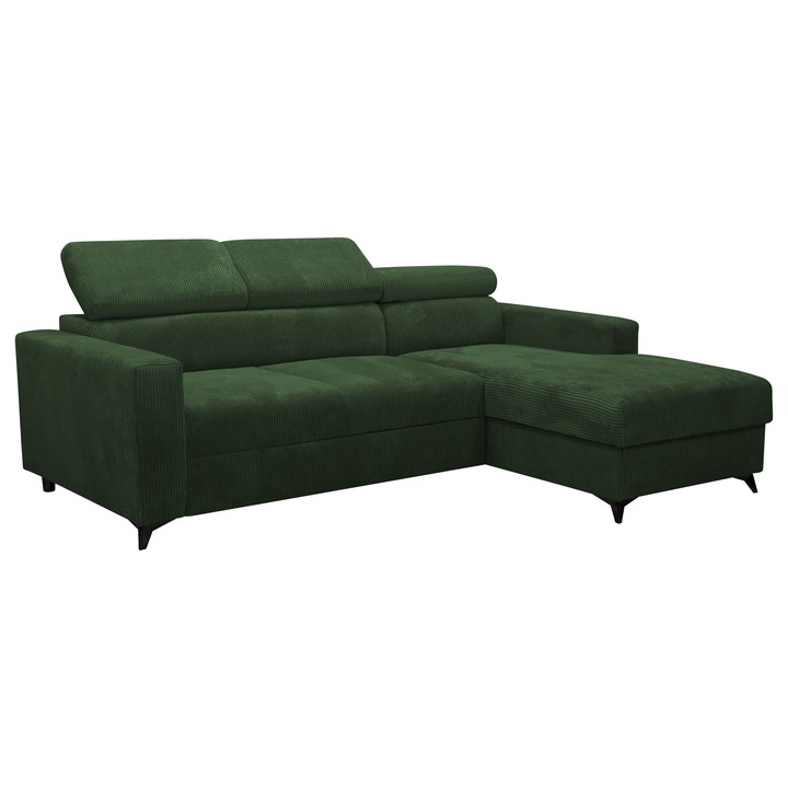 Coltar Levioseno Premium Reiat, MIRJAN24, Dreapta 2R+LC, verde, 236x172x102 cm