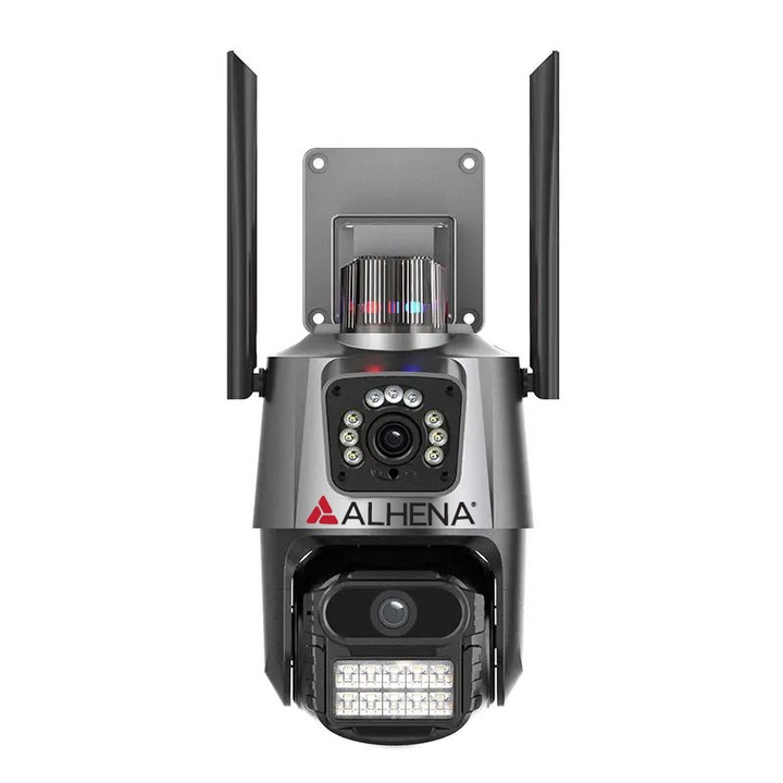 Camera De supraveghere Alhena®, 2 in 1, Filmeaza doua unghuri in acelai timp, senzori CMOS de inalta performanta, WI-Fi, Sistem Zoom Urmarire automata, PTZ cu lentile duble, P11Pro
