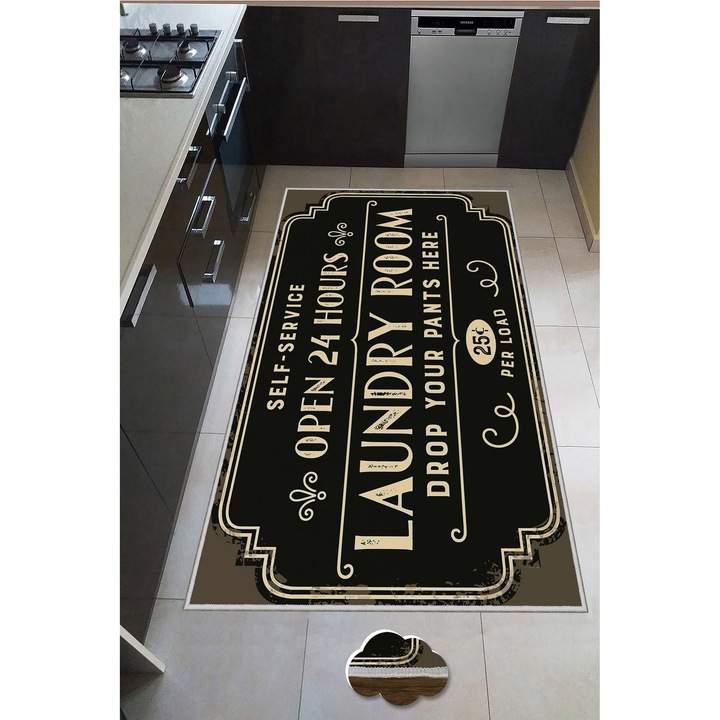 Кухненски килим Asi Home Texts Kitchen 12, 60 x 100 см, полиестер, многоцветен