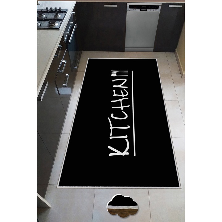 Covor Bucatarie Asi Home Texts Kitchen 14, 60 x 100cm, Poliester, Multicolor