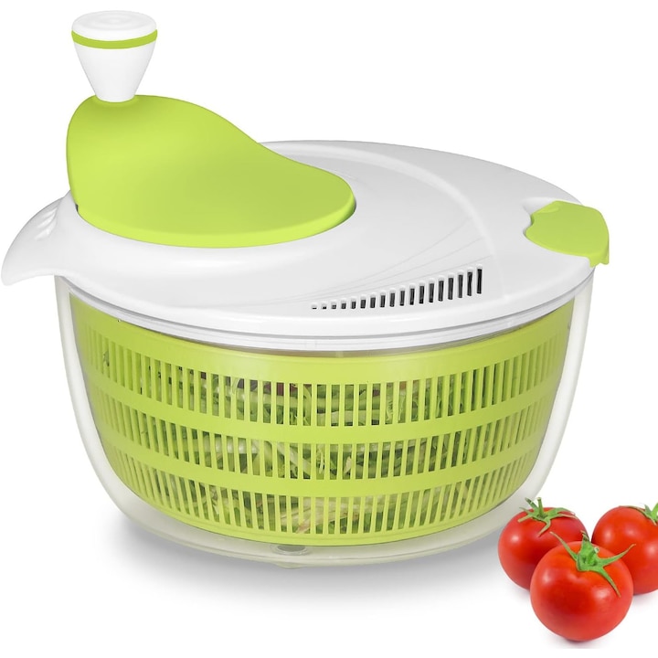 Сушилня за салата с центрофуга, Дани Хоум, пластмасова, 5 л, 20.5 х 24.3 см, зелена