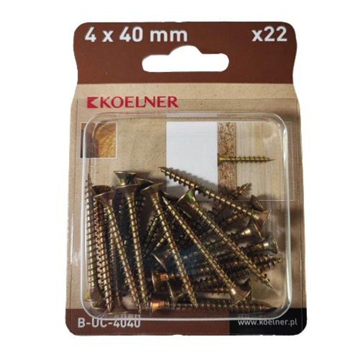 Koelner fafrogácslap csavar 4 x 40 mm, 22 db-os
