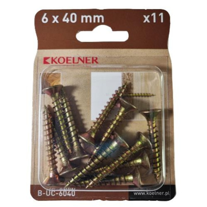 Koelner faforgácslap csavar 6 x 40 mm, 11 db-os
