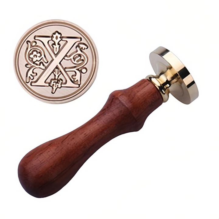 Stampila retro de ceara de sigilare, Cupru, Litera X, Auriu