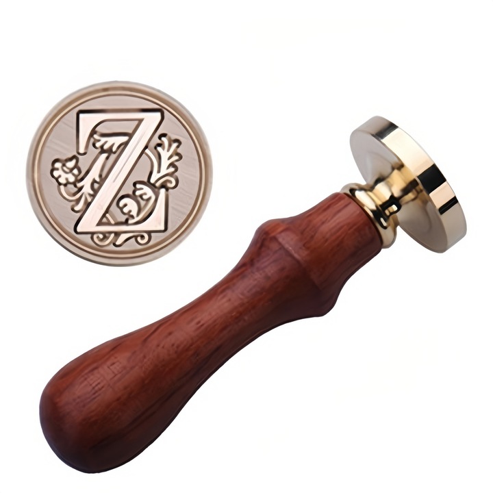 Stampila retro de ceara de sigilare, Cupru, Litera Z, Auriu