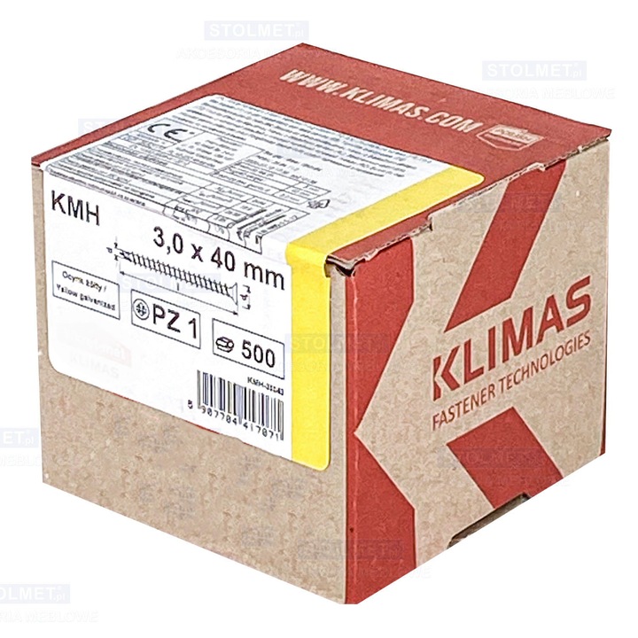 Suruburi pentru lemn calit, fi 3x40 mm, 500 buc. WKRĘT-MET