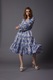 MIAU by Clara Rotescu, Rochie din amestec de matase cu imprimeu floral si maneci ample Pray, Albastru azur, Lavander Blue, 42