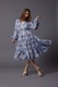 MIAU by Clara Rotescu, Rochie din amestec de matase cu imprimeu floral si maneci ample Pray, Albastru azur, Lavander Blue, 42