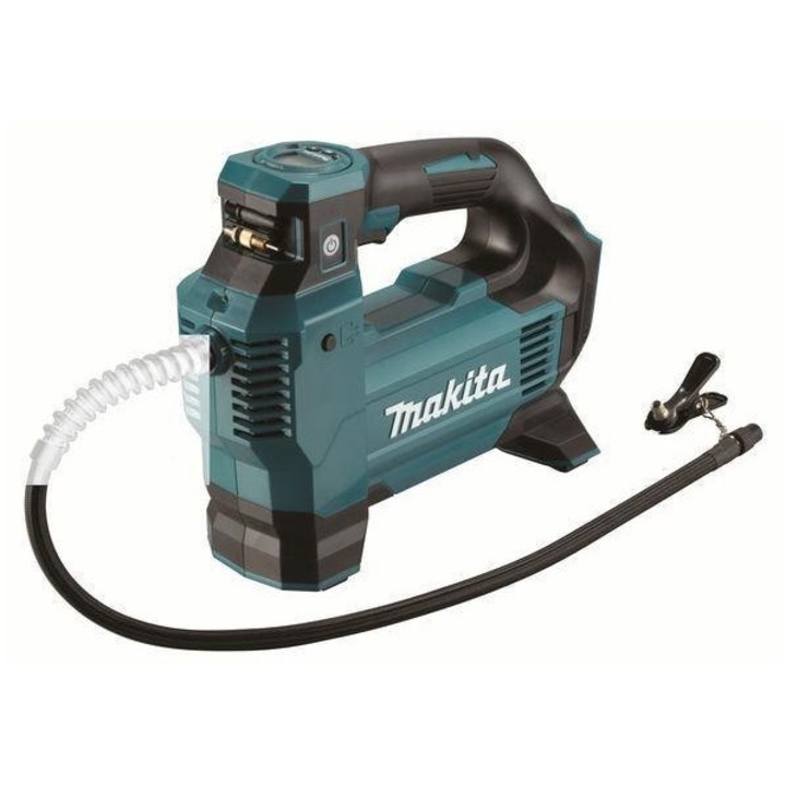 Преносим автомобилен компресор 'Mini', Makita, 18 V, 22 л/мин, Автоматичен стоп, 11.1 бара, 650 мм, Многоцветен