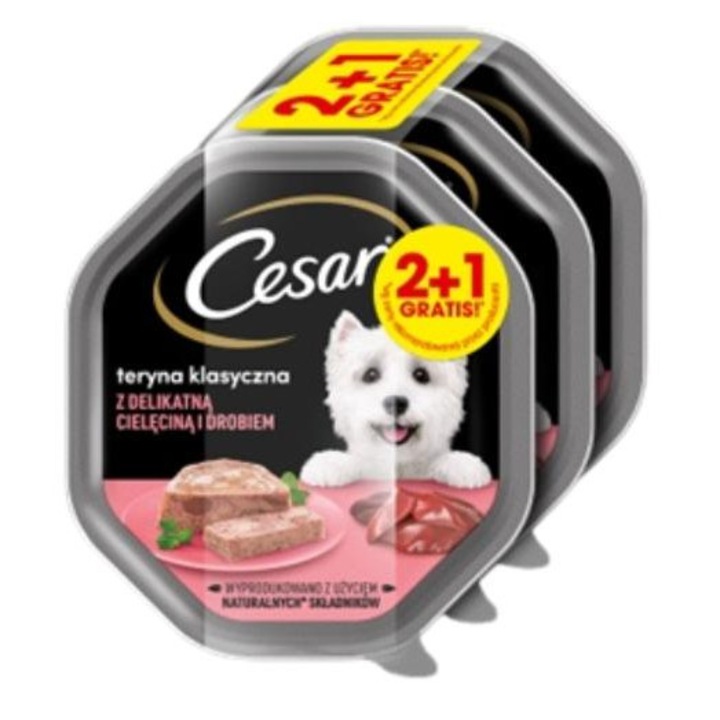 Csemege kutyáknak, Cesar, borjú- és baromfihússal, 2 x 150g +1 INGYEN