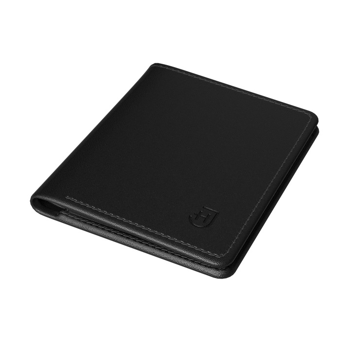 James Hawk Kis férfi pénztárca, Természetes bőr, 11x8,5x1,7 cm, Fekete