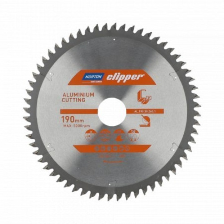 Ferastrau circular, Norton, 255 mm x 30 mm x 80 Z, Aluminiu, Multicolor