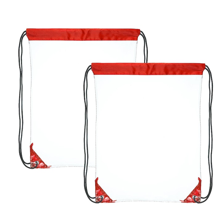 Set 2 rucsacuri impermeabile, GelldG, PVC, 43 x 36 cm, Transparent/ Rosu