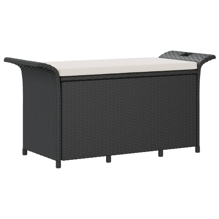 vidaXL fekete polyrattan kerti pad párnával 116 x 46 x 57 cm 116 x 46 x 57 cm 10 kg 363417