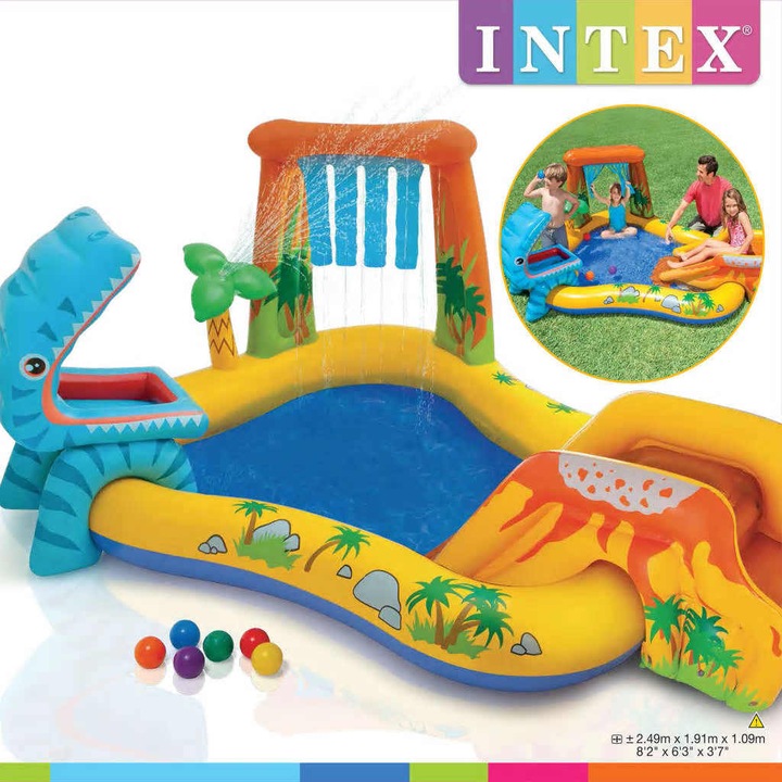 Надуваем басейн Dinosaur Play Center INTEX, 249x191x109 см, 57444NP, 8.89 Kg