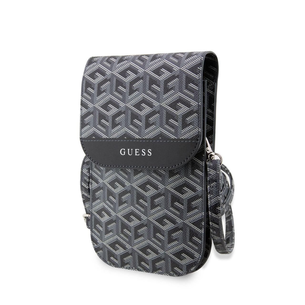 CG Mobile Guess 4G Big Logo Cord Stap Crossbody Carcasa Para IPhone 17 Pro MAX (Negro
