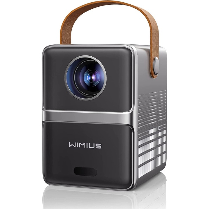 Videoproiector Wimius P61 WiFi Bluetooth 8000 Lumeni portabil, 1080P Full HD 5G USB 2.0 Gri ​​pentru Home Cinema, iOS/Android/Loptop/USB/PS5/AV