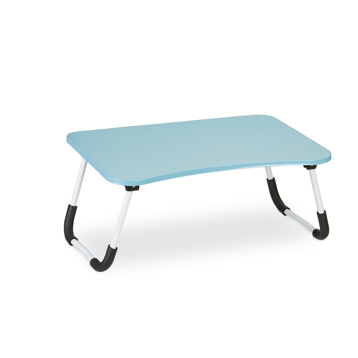 Masa de laptop pentru pat si canapea, pliabila, MDF, fier, albastru, 26 x 63 x 40 cm
