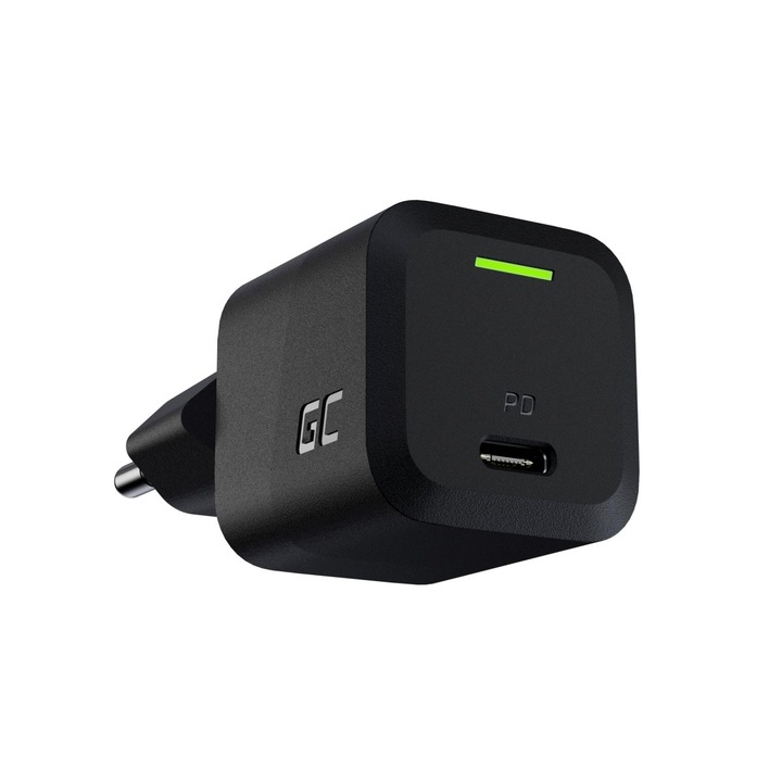 Hálózati Töltő, Green Cell CHARGC06,33W, USB-C, Fekete