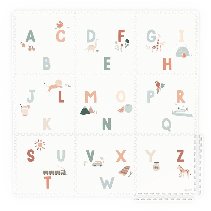Бебешка постелка за активност и кутия Play&GO Alphabet Terrazzo, 2 в 1, 2 страни