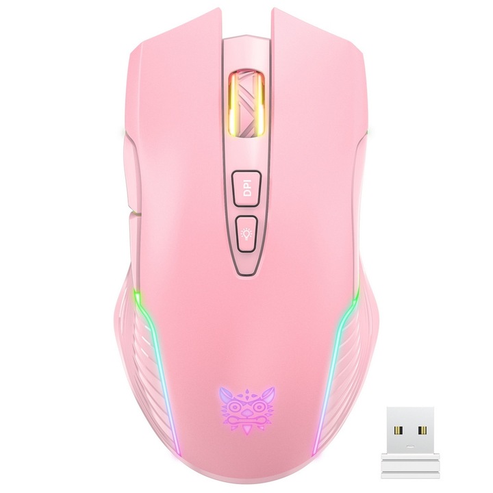 Onikuma CW905S RGB vezeték nélküli gamer egér – pink