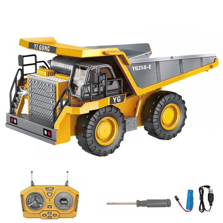 Jucarie cu basculanta cu telecomanda, Weirsuky™, aliaj de metal si plastic cu cauciucuri grele din cauciuc, 2, 4 Ghz, 9 canale, pentru interior si exterior, cu lumina si sunet, Portocaliu