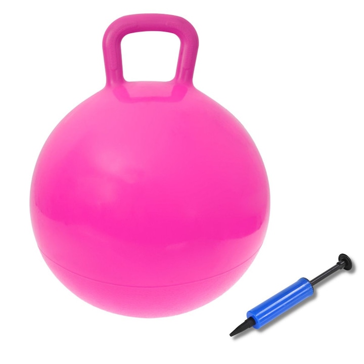 Mercaton® felfújható labda fogantyúval gyerekeknek, PVC, 45 cm, kézi pumpával, maximum 80 kg, rózsaszín