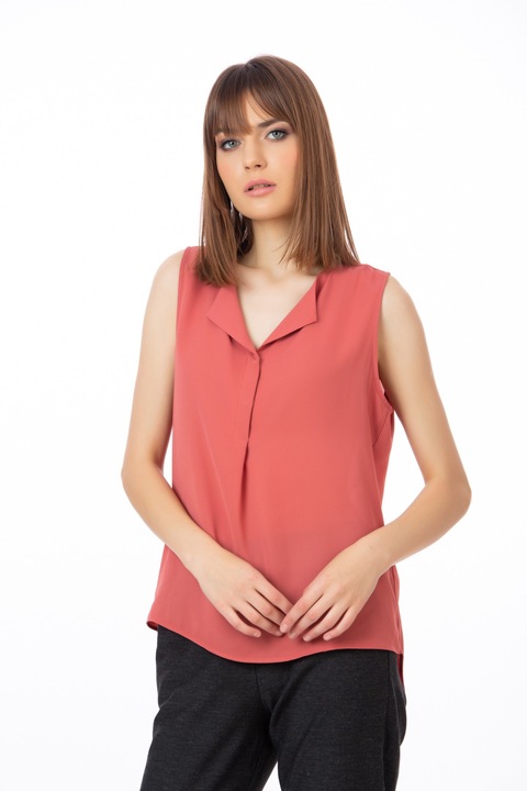 Bluza Be You vaporoasa fara maneci, Roz inchis