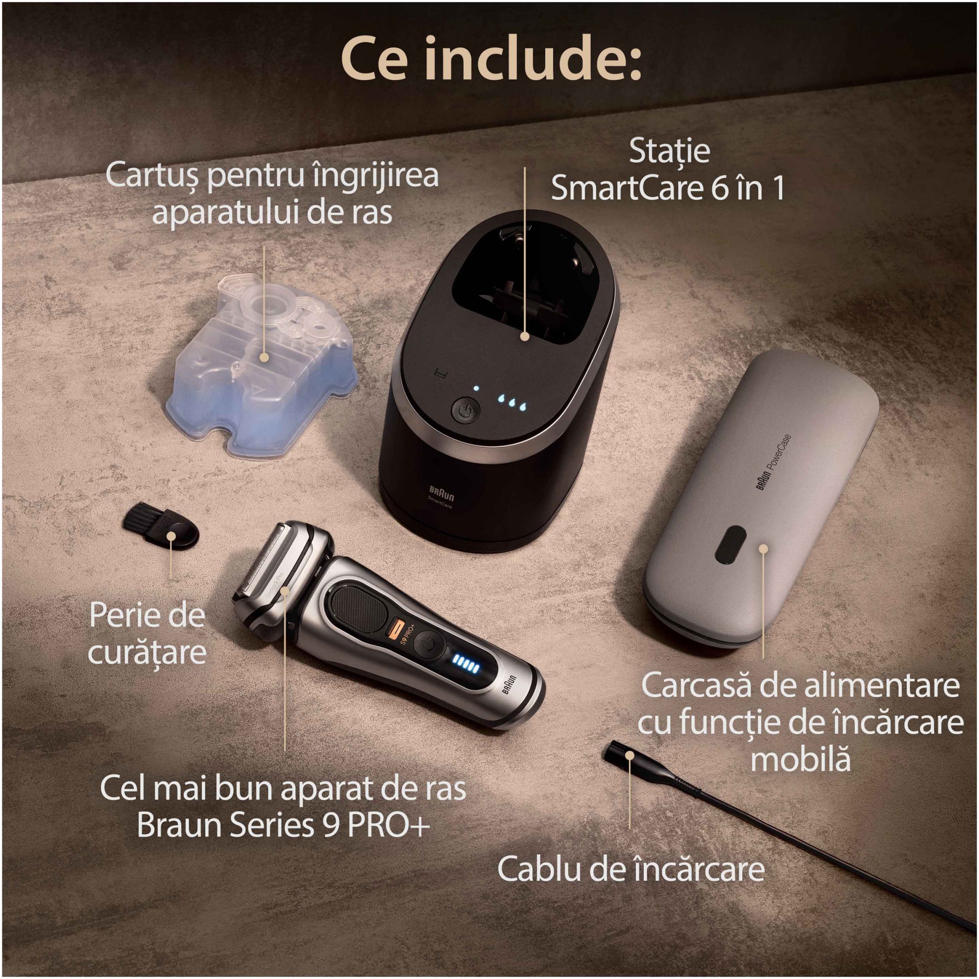 Aparat de ras electric Braun Series 9 PRO+ 9577cc, ProLift Trimmer