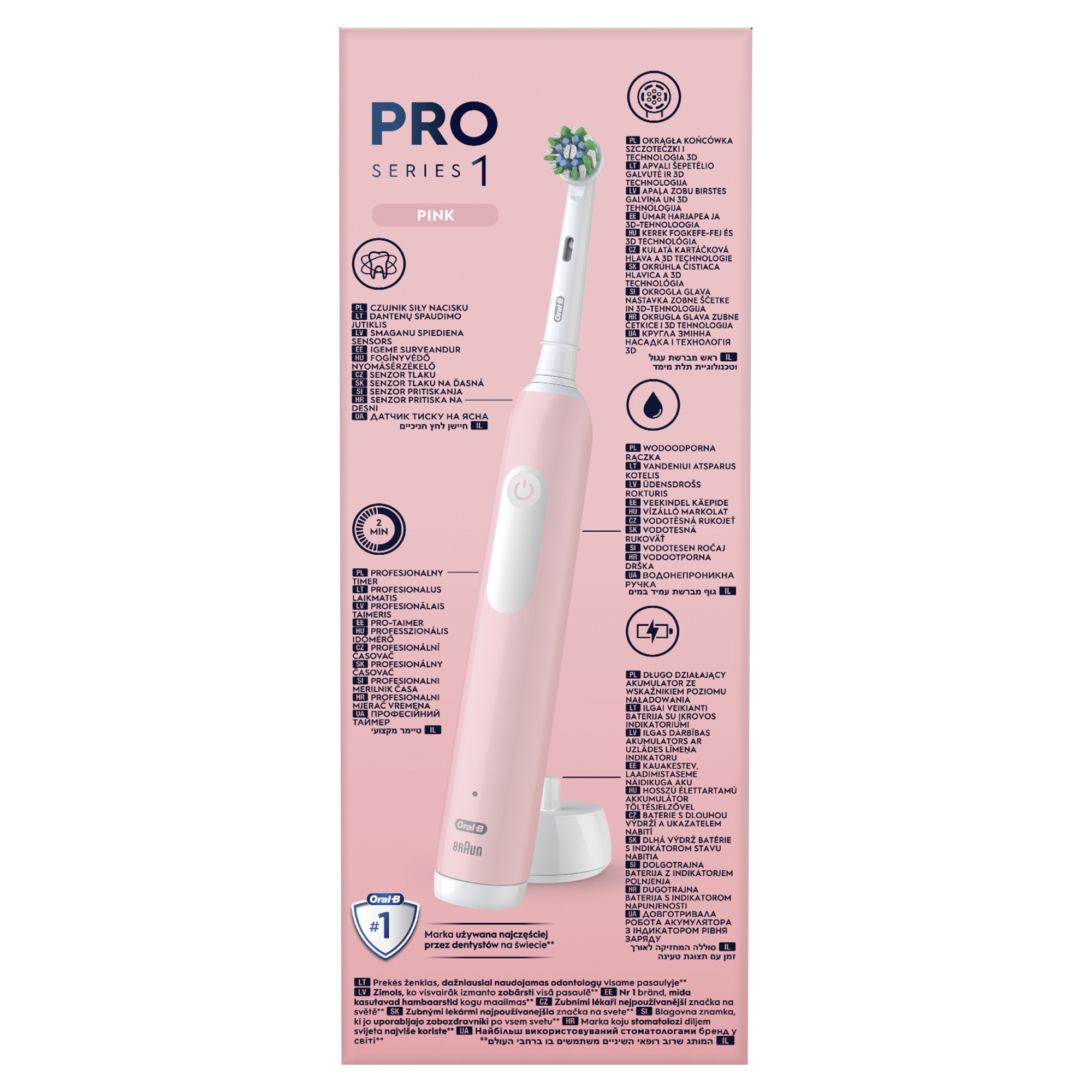 Periuta de dinti electrica, Oral-B, Pro Series 1, Roz - eMAG.ro