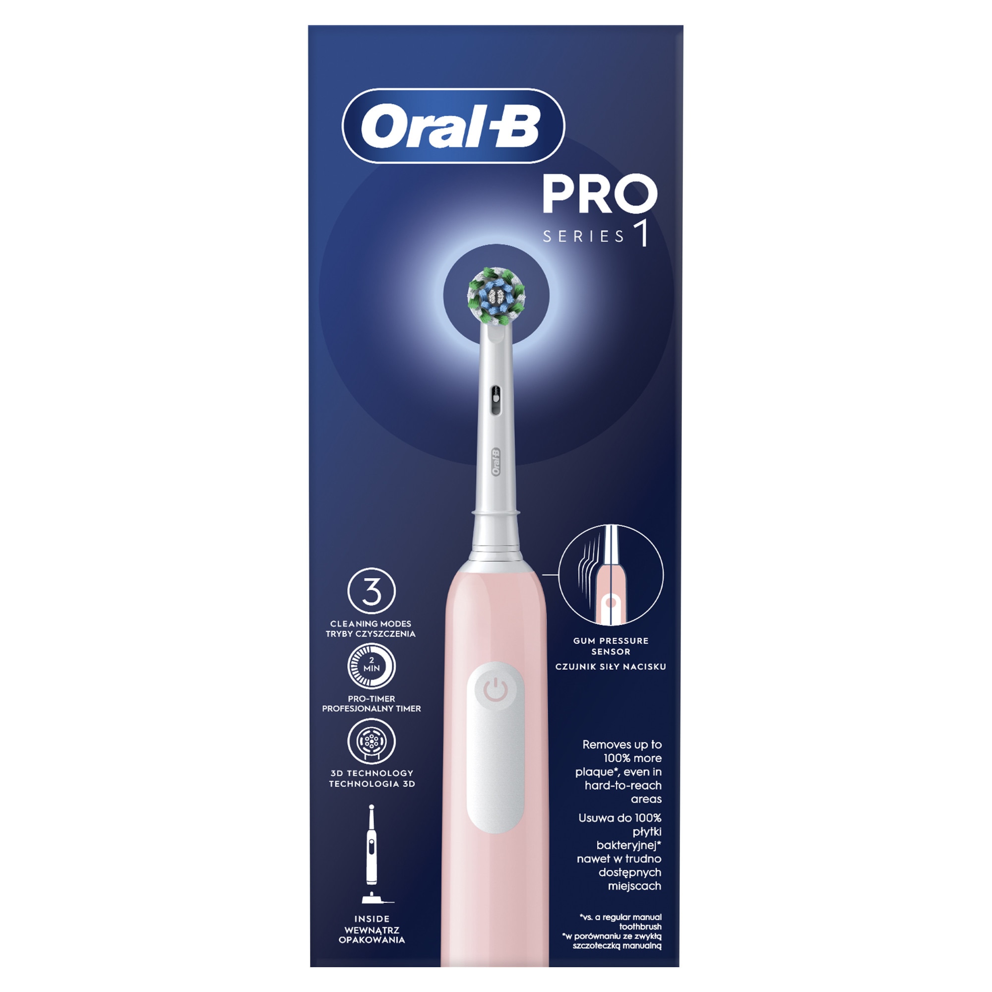 Periuta de dinti electrica, Oral-B, Pro Series 1, Roz - eMAG.ro