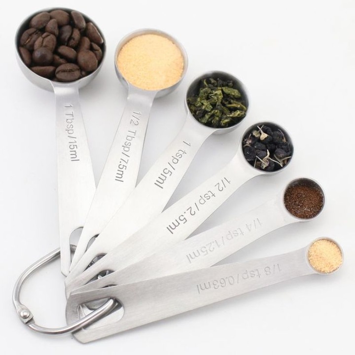 Комплект мерителни лъжички, Mindblower, 6 броя, сребро, неръждаема стомана